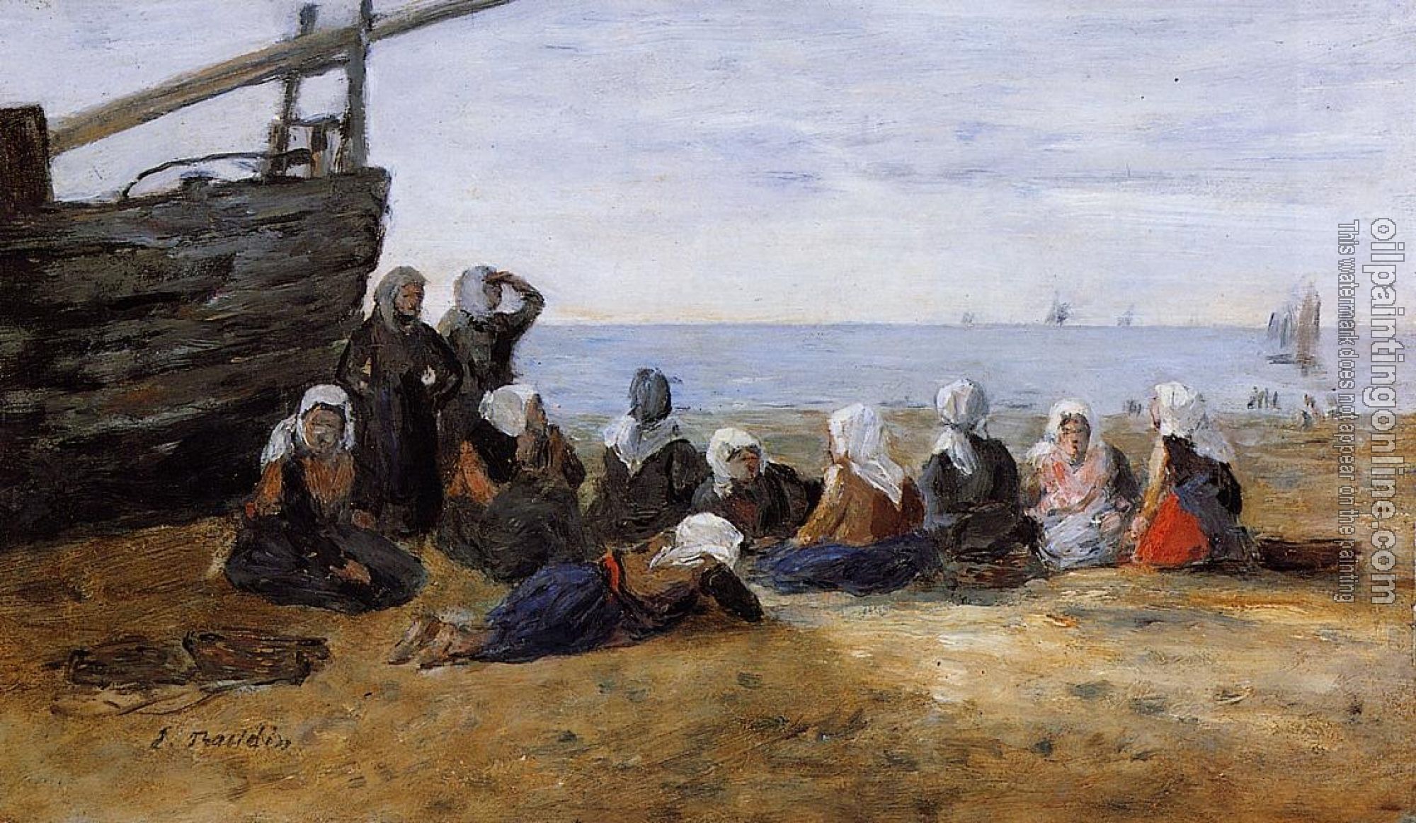 Boudin, Eugene - Berck, Group of Fishwomen Seated on the Beach